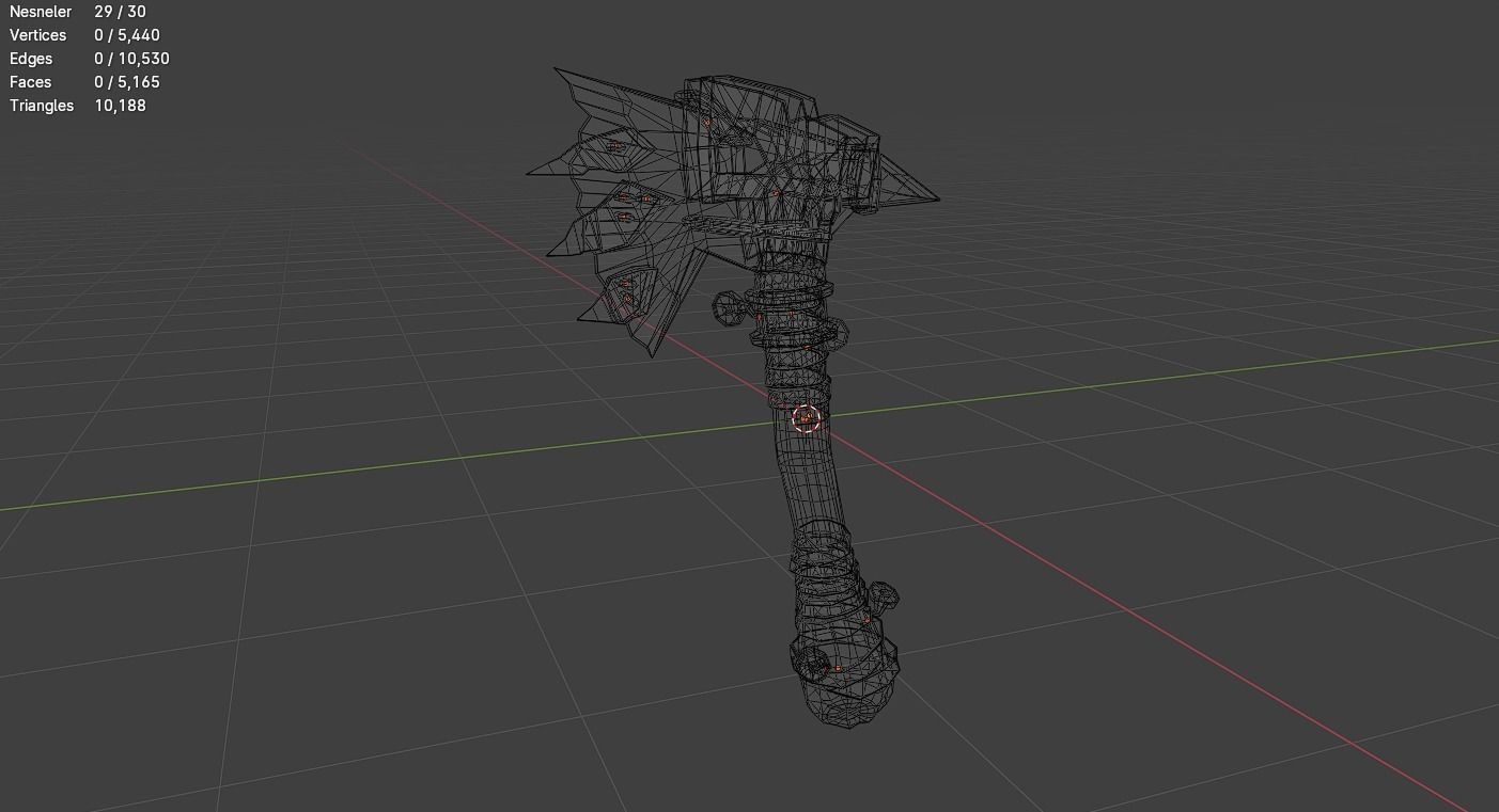 Dark Axe Low-poly 3D model_7