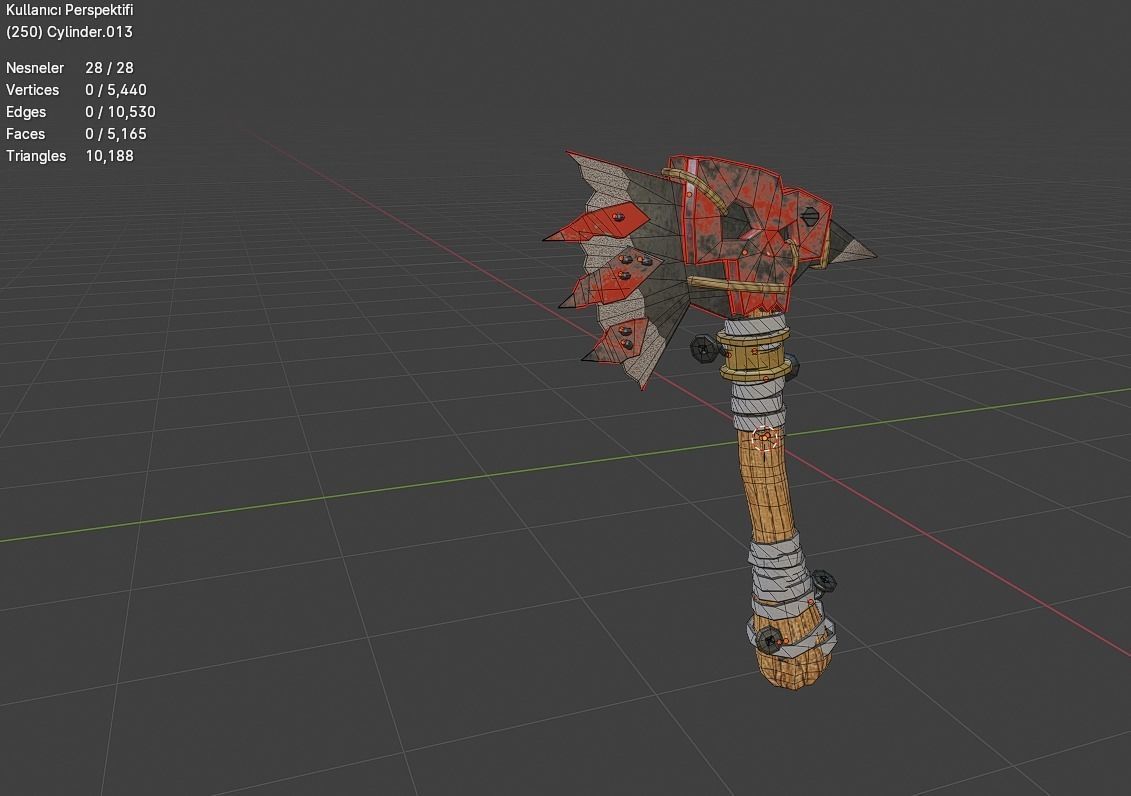 Dark Axe Low-poly 3D model_1