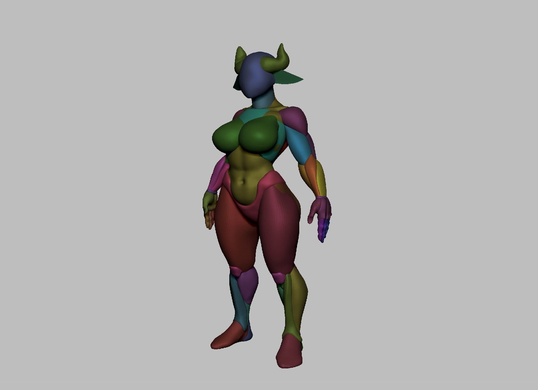 Thick tiefling basemesh 35 mm scale  3D print model_6