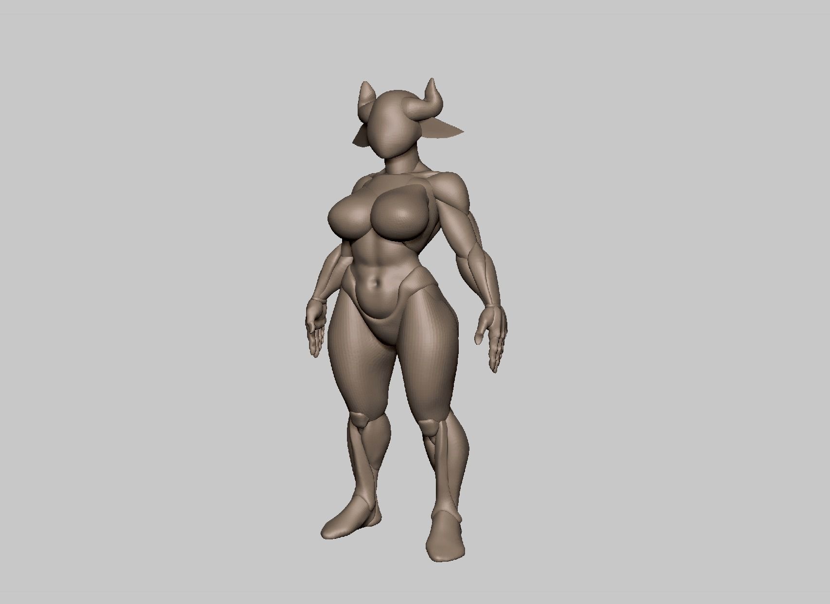 Thick tiefling basemesh 35 mm scale  3D print model_3