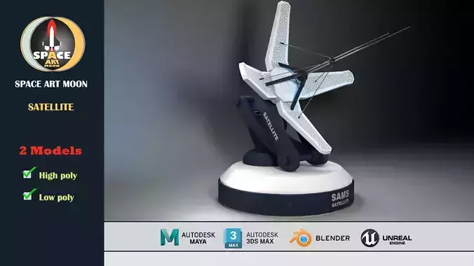 satellite 04 Low-poly 3D model