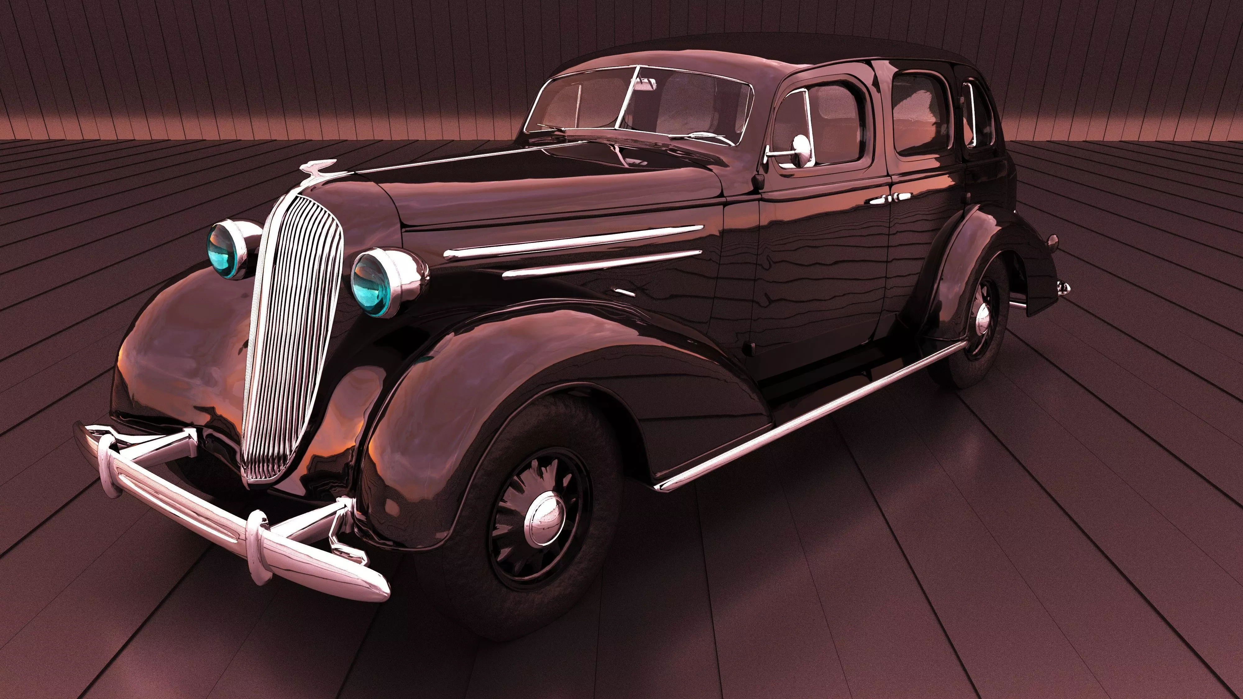 Black oldtimer 60s 70s car 3D model