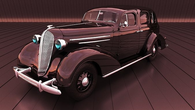 Black oldtimer 60s 70s car 3D model