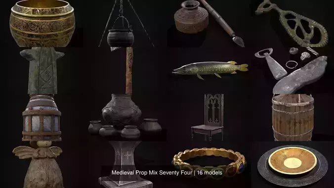 Medieval Prop Mix Seventy Four 3D Model Collection
