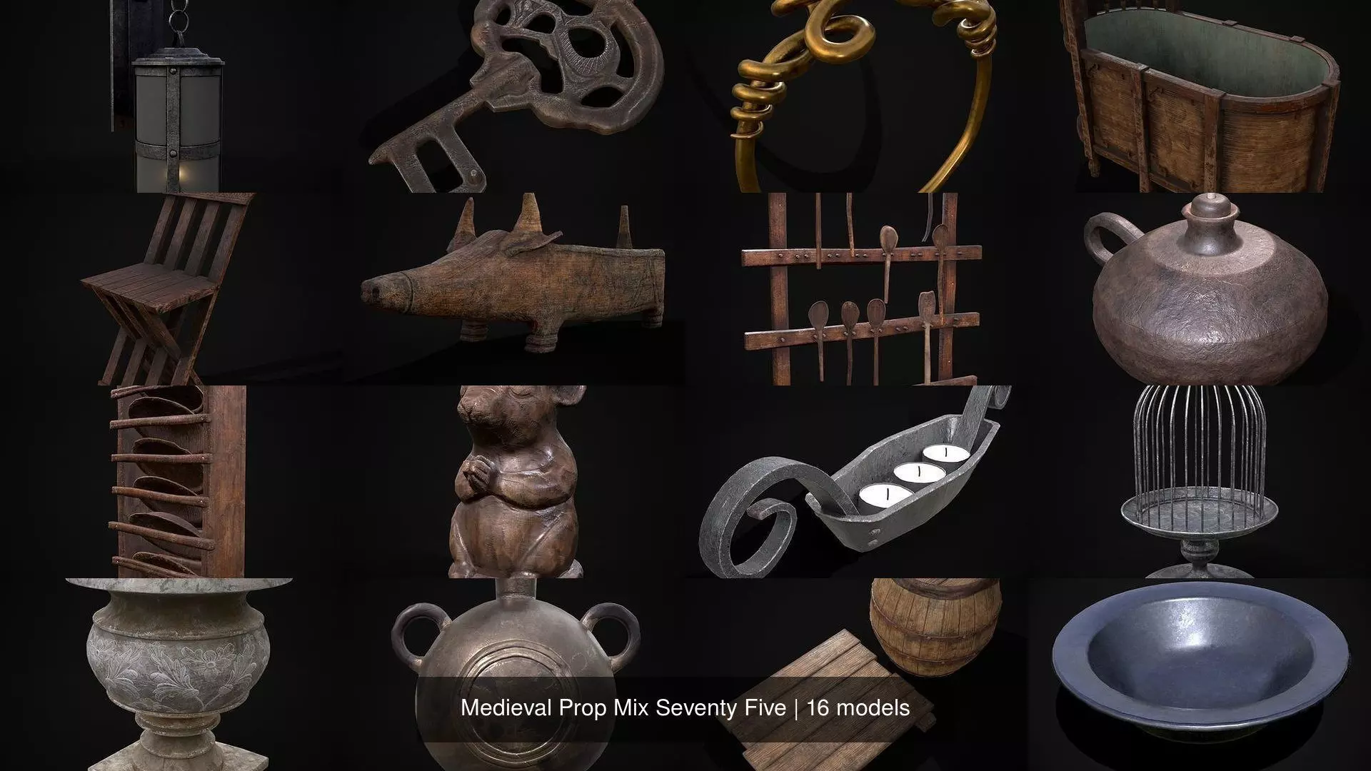 Medieval Prop Mix Seventy Five 3D Model Collection_0