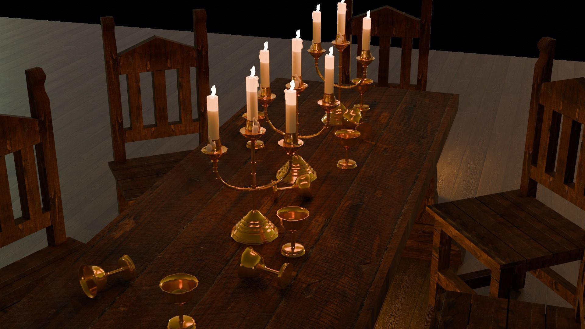 Tavern table or pirate ship scene Low-poly 3D model_1
