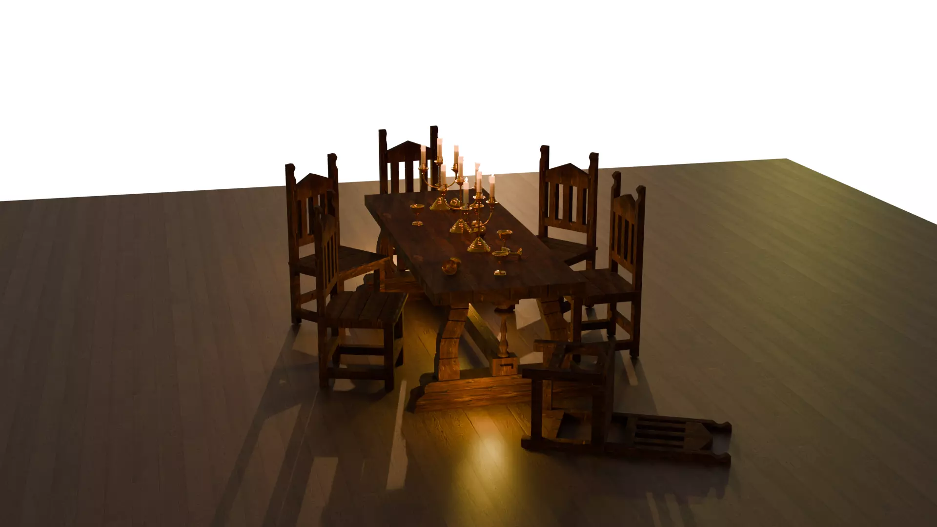 Tavern table or pirate ship scene Low-poly 3D model_0