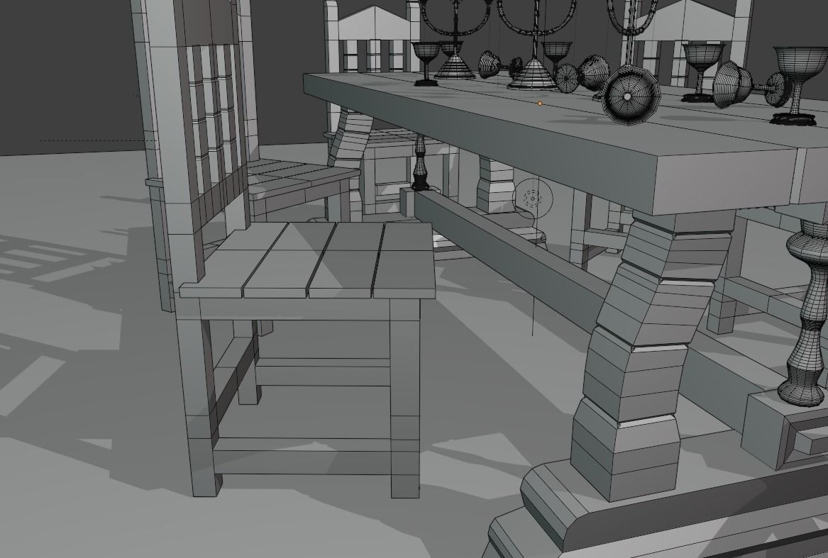 Tavern table or pirate ship scene Low-poly 3D model_5