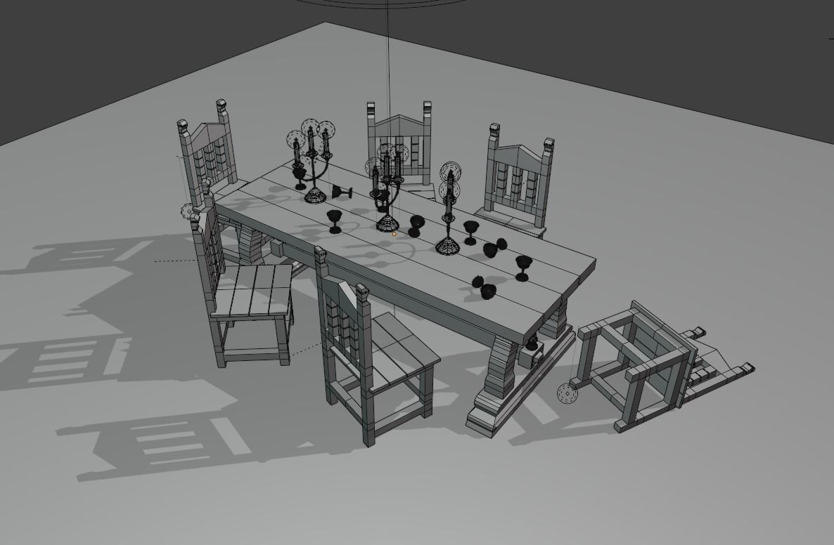 Tavern table or pirate ship scene Low-poly 3D model_3