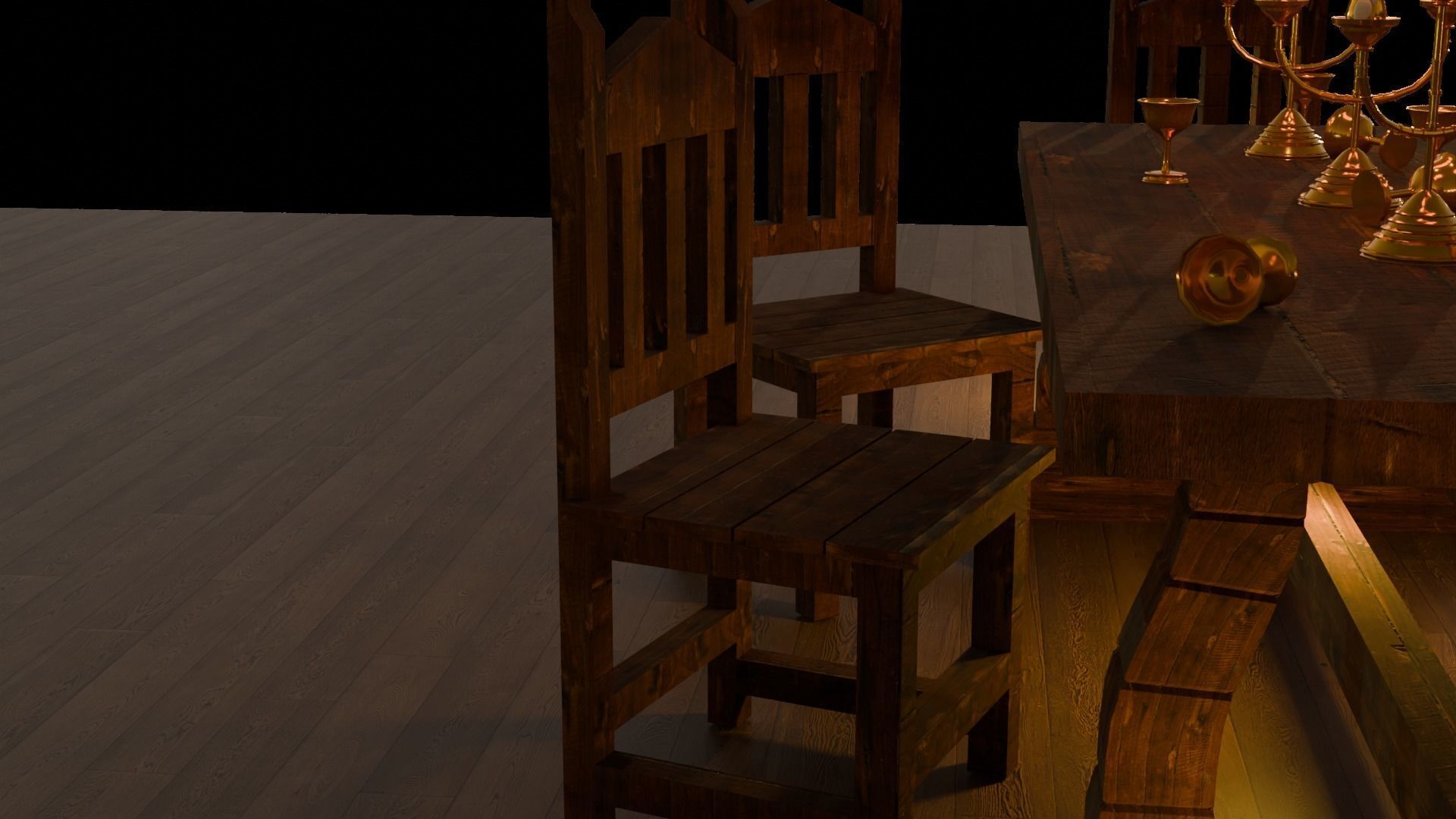 Tavern table or pirate ship scene Low-poly 3D model_2