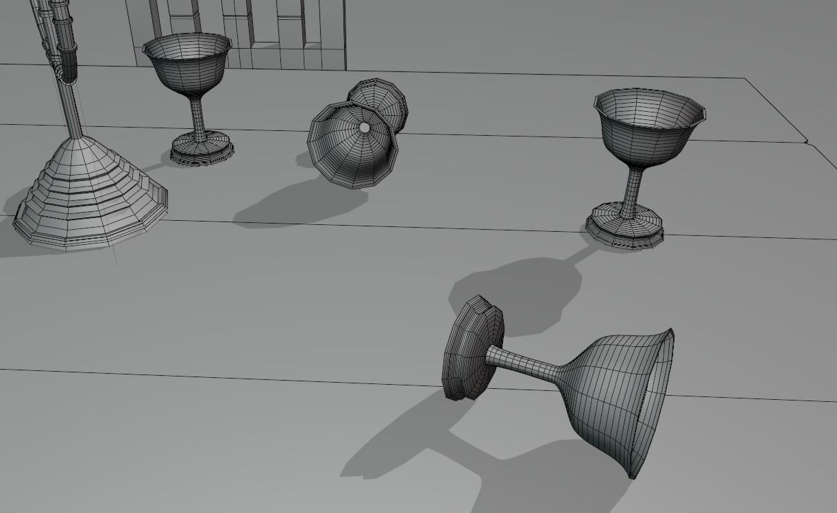 Tavern table or pirate ship scene Low-poly 3D model_4