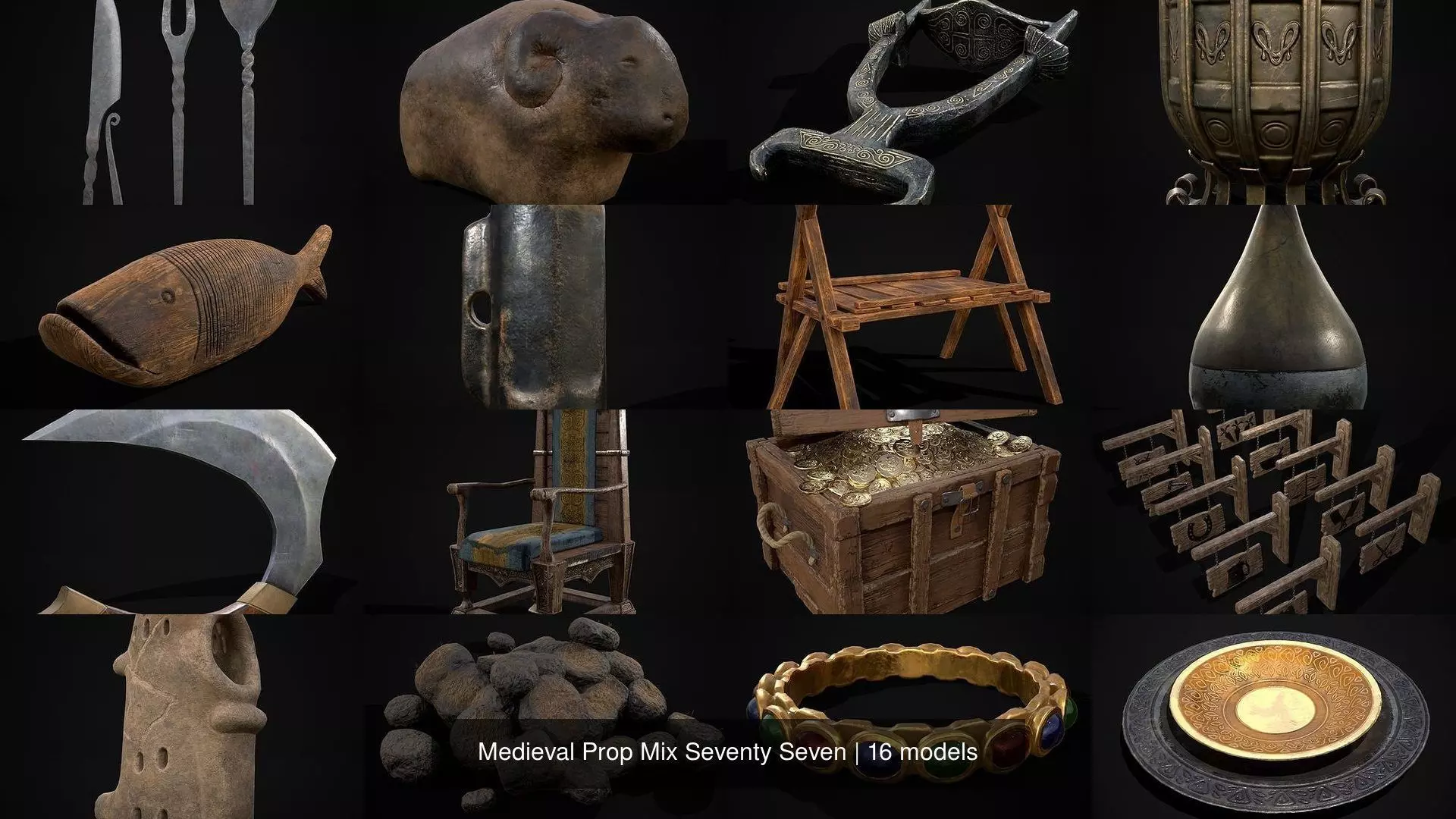 Medieval Prop Mix Seventy Seven 3D Model Collection_0