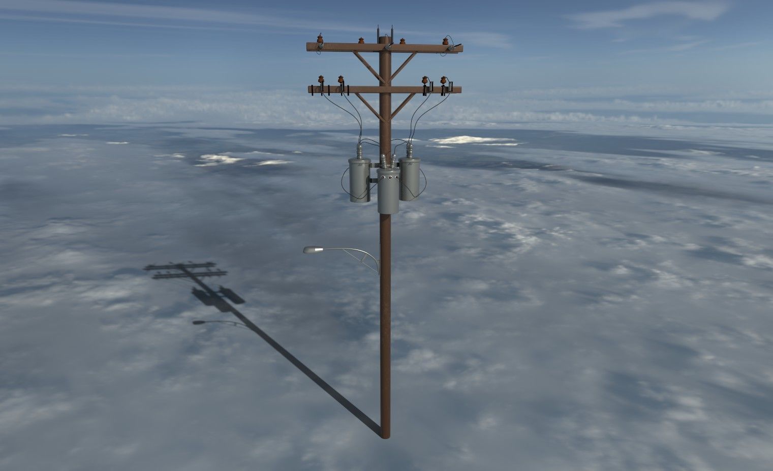 Japanese style electric pole  Low-poly 3D model_2