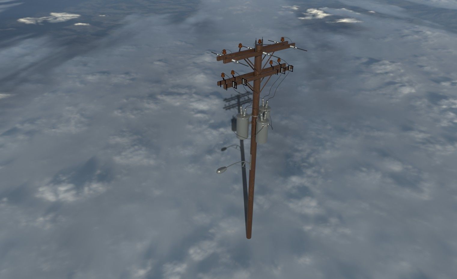 Japanese style electric pole  Low-poly 3D model_1