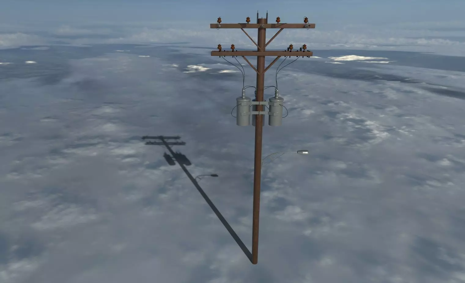 Japanese style electric pole  Low-poly 3D model_0