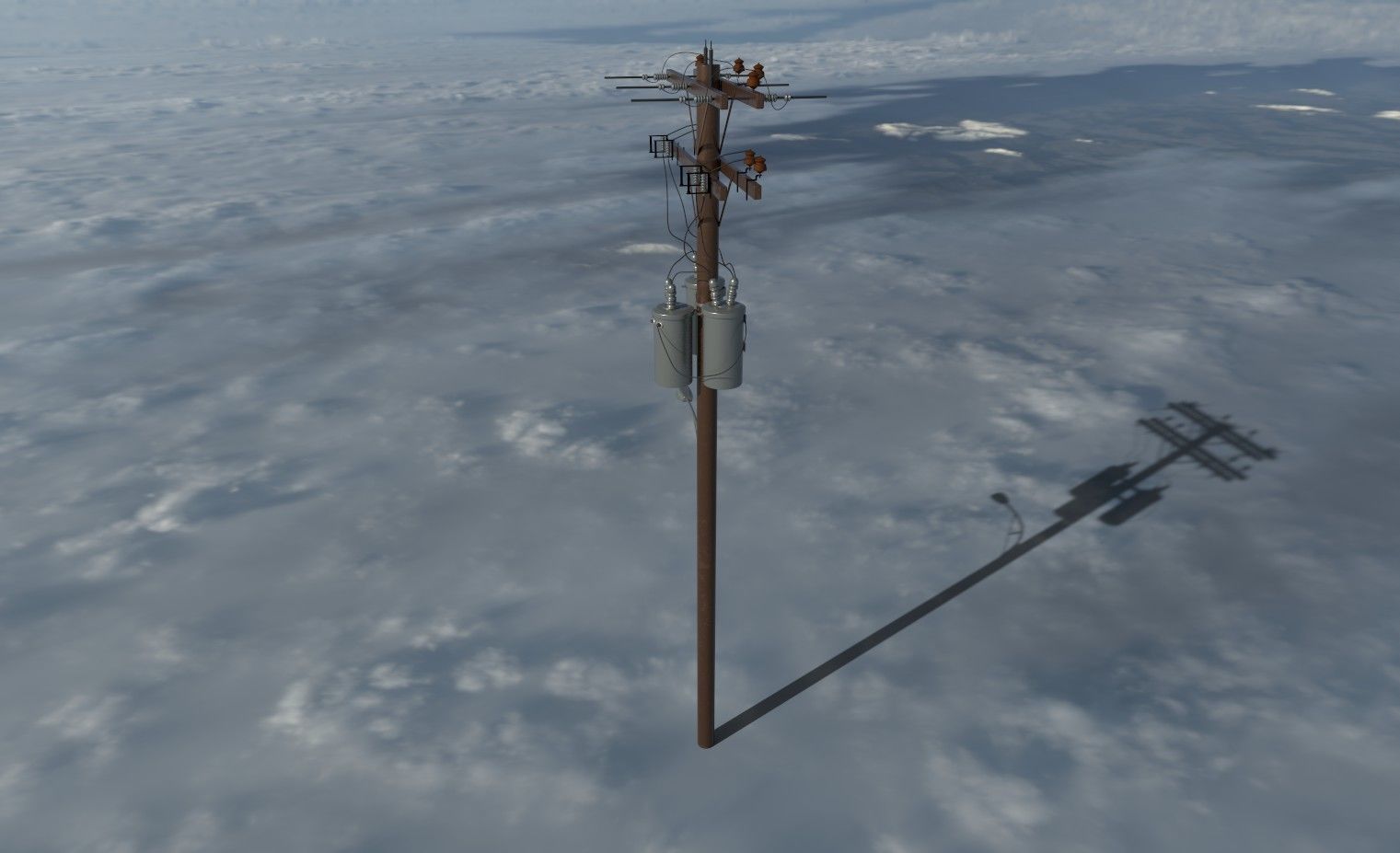 Japanese style electric pole  Low-poly 3D model_3