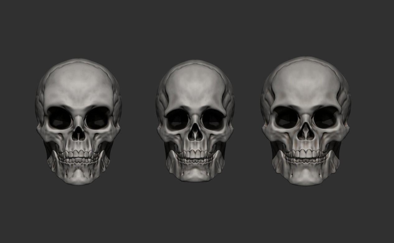 skull with different facial expressions 3D print model v2 3D print model_1