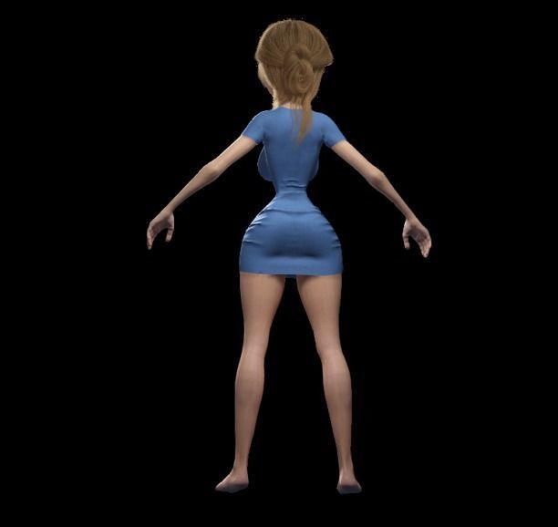 Anime Girl - 3D Fully Rigged Blender Model 3D model_4