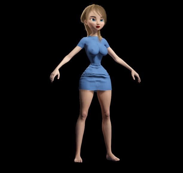 Anime Girl - 3D Fully Rigged Blender Model 3D model_3