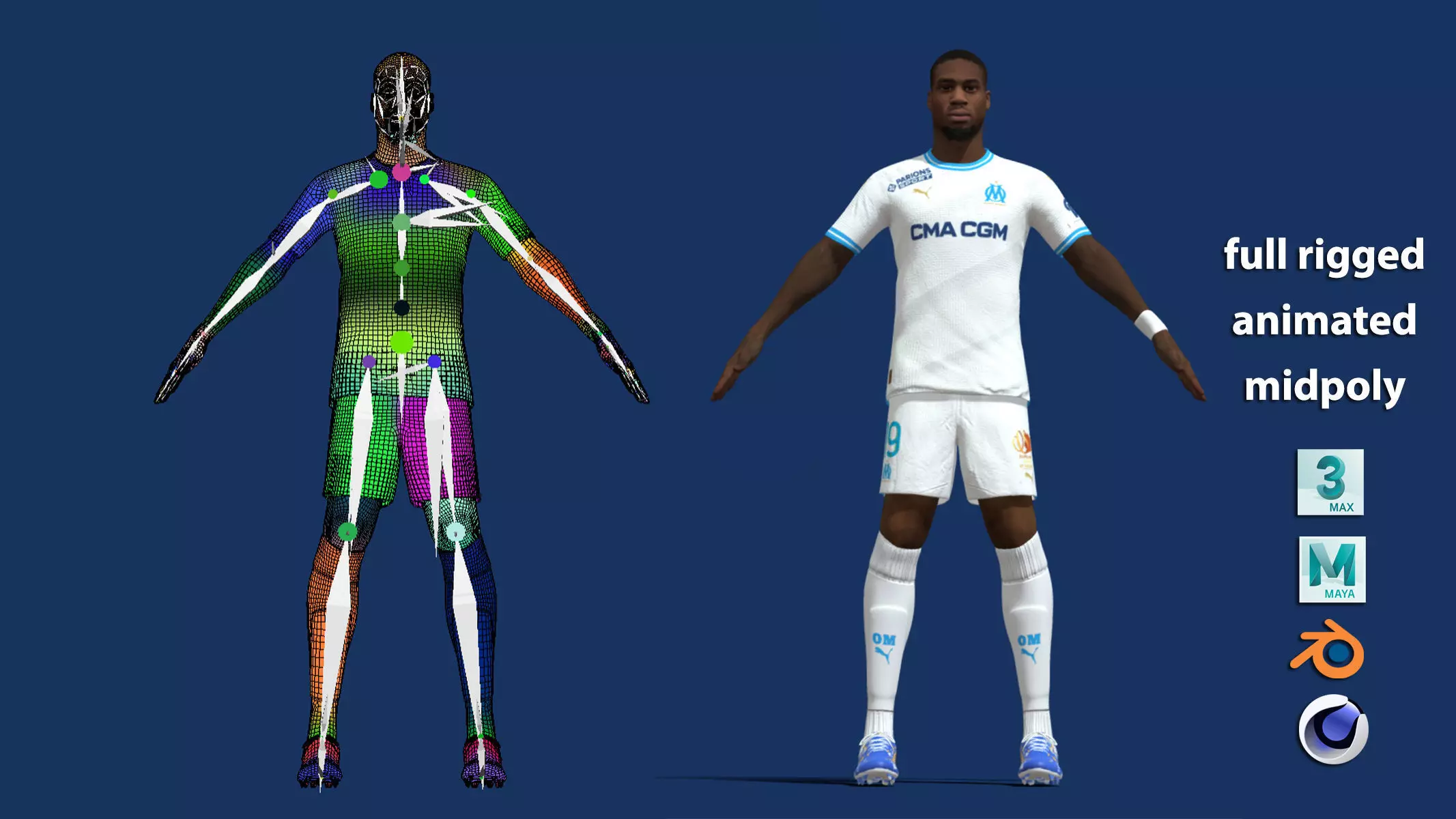 T-Pose body - face rigged Kondogbia Marseille 23-24 3D model_0