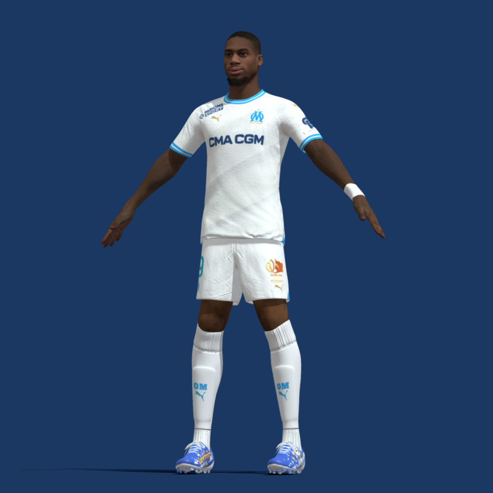 T-Pose body - face rigged Kondogbia Marseille 23-24 3D model_5
