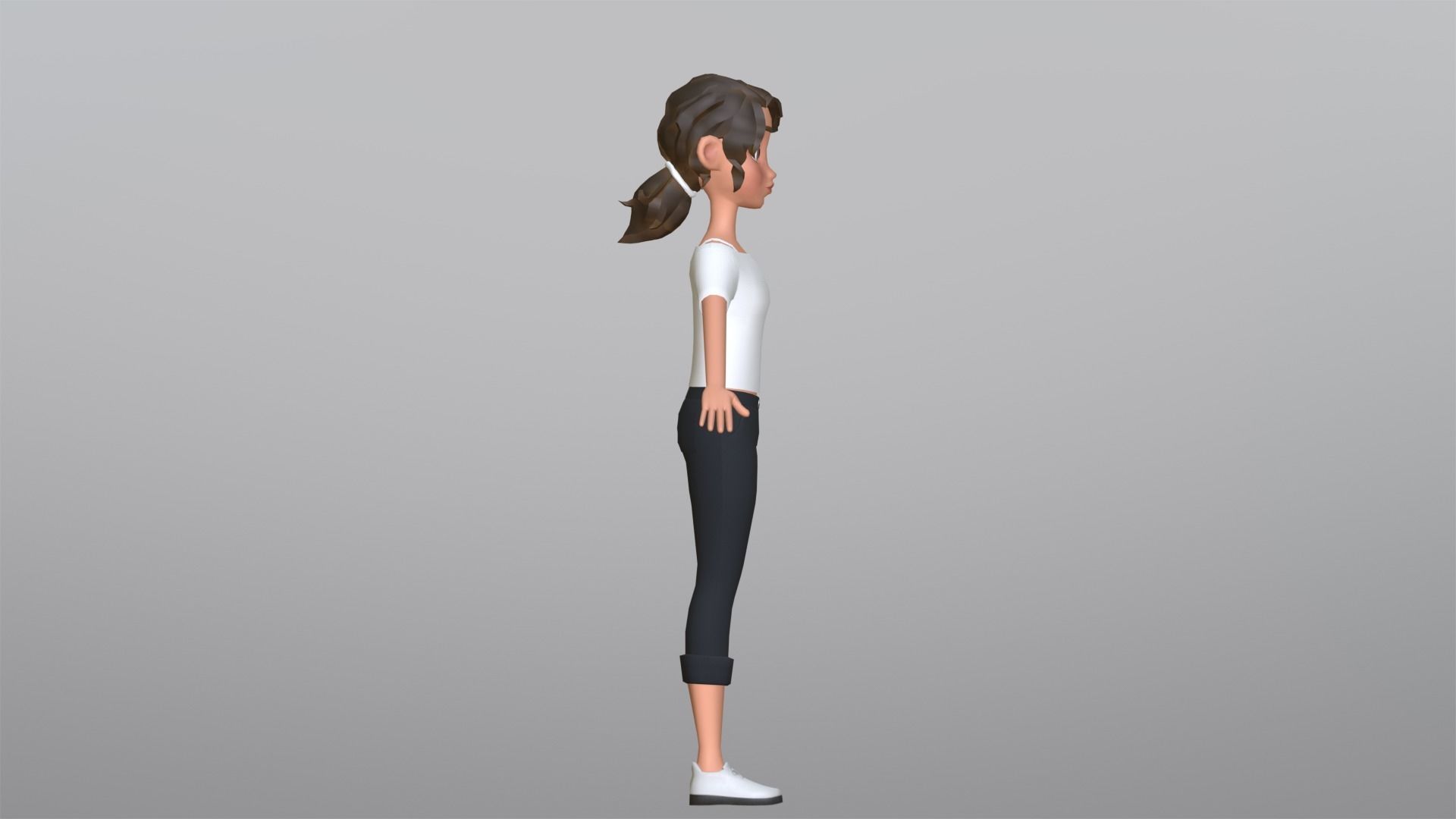 Tiana Cartoon Girl Character Low-poly 3D model_14