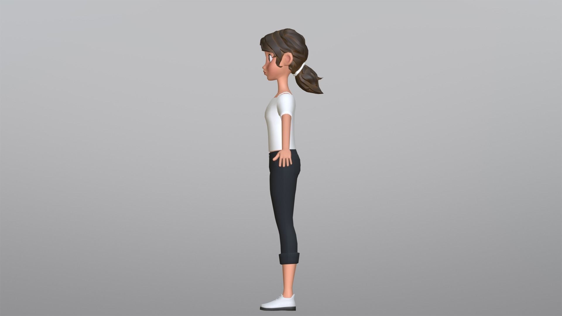 Tiana Cartoon Girl Character Low-poly 3D model_16