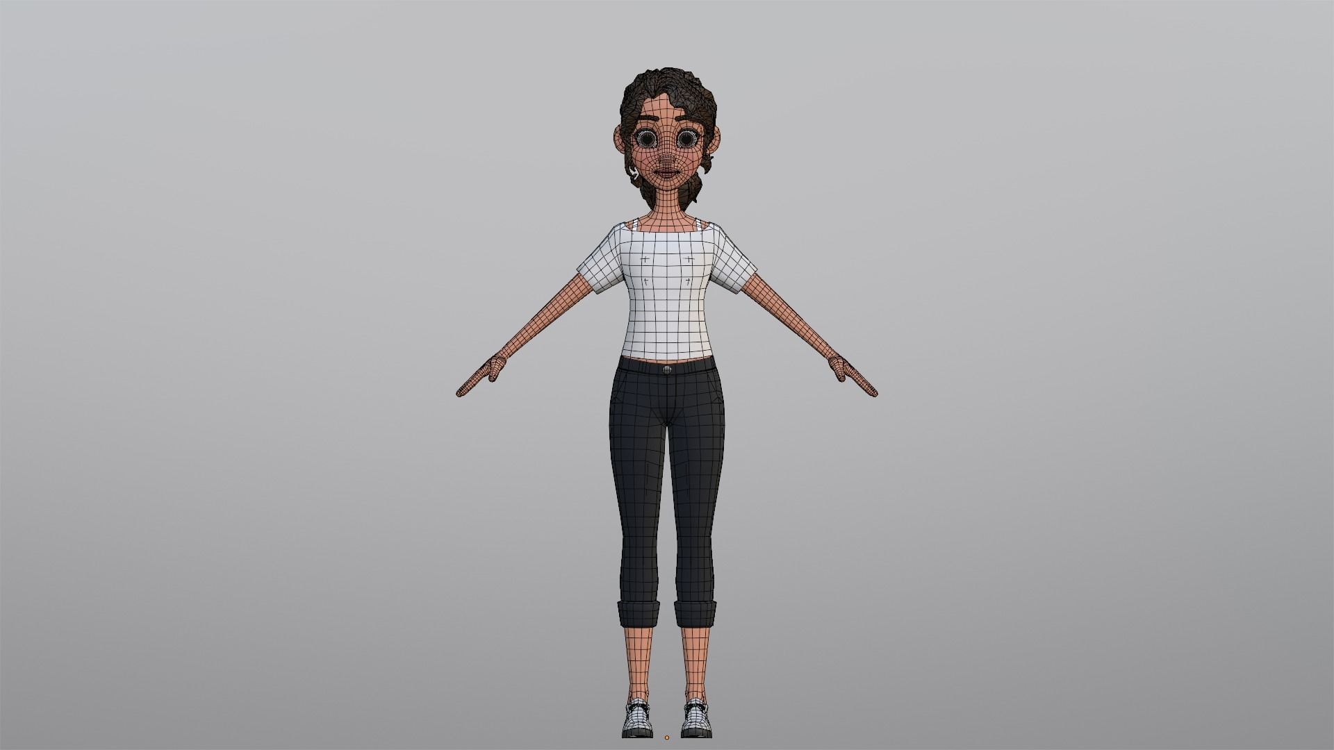 Tiana Cartoon Girl Character Low-poly 3D model_25