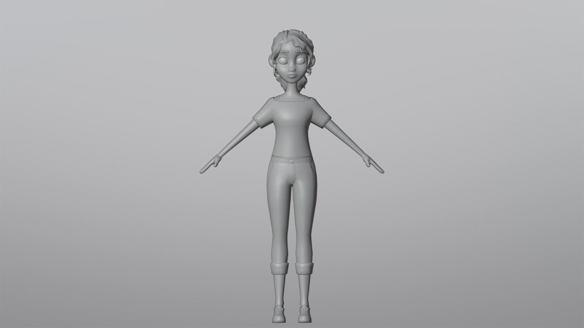 Tiana Cartoon Girl Character Low-poly 3D model_17