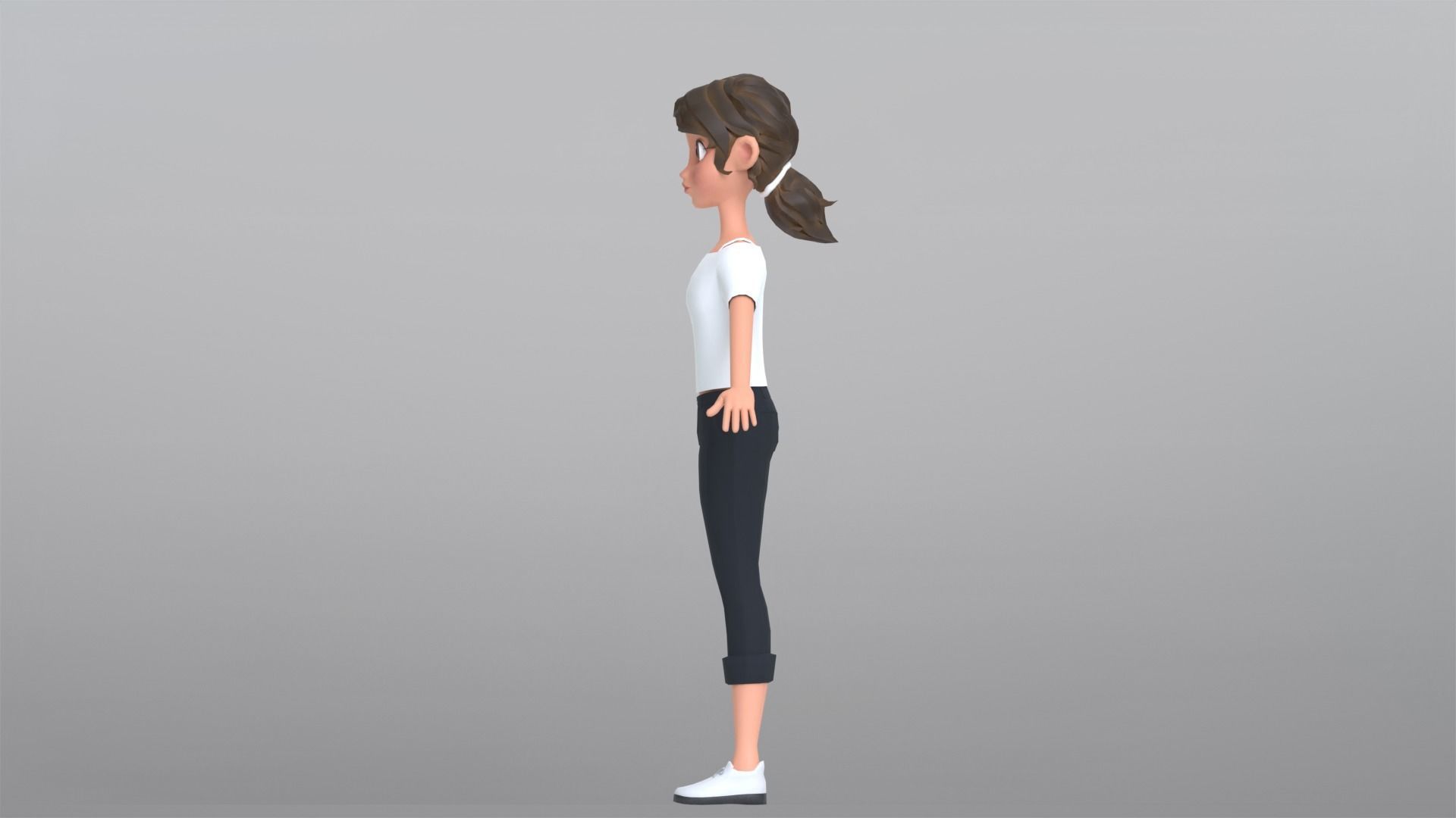 Tiana Cartoon Girl Character Low-poly 3D model_12