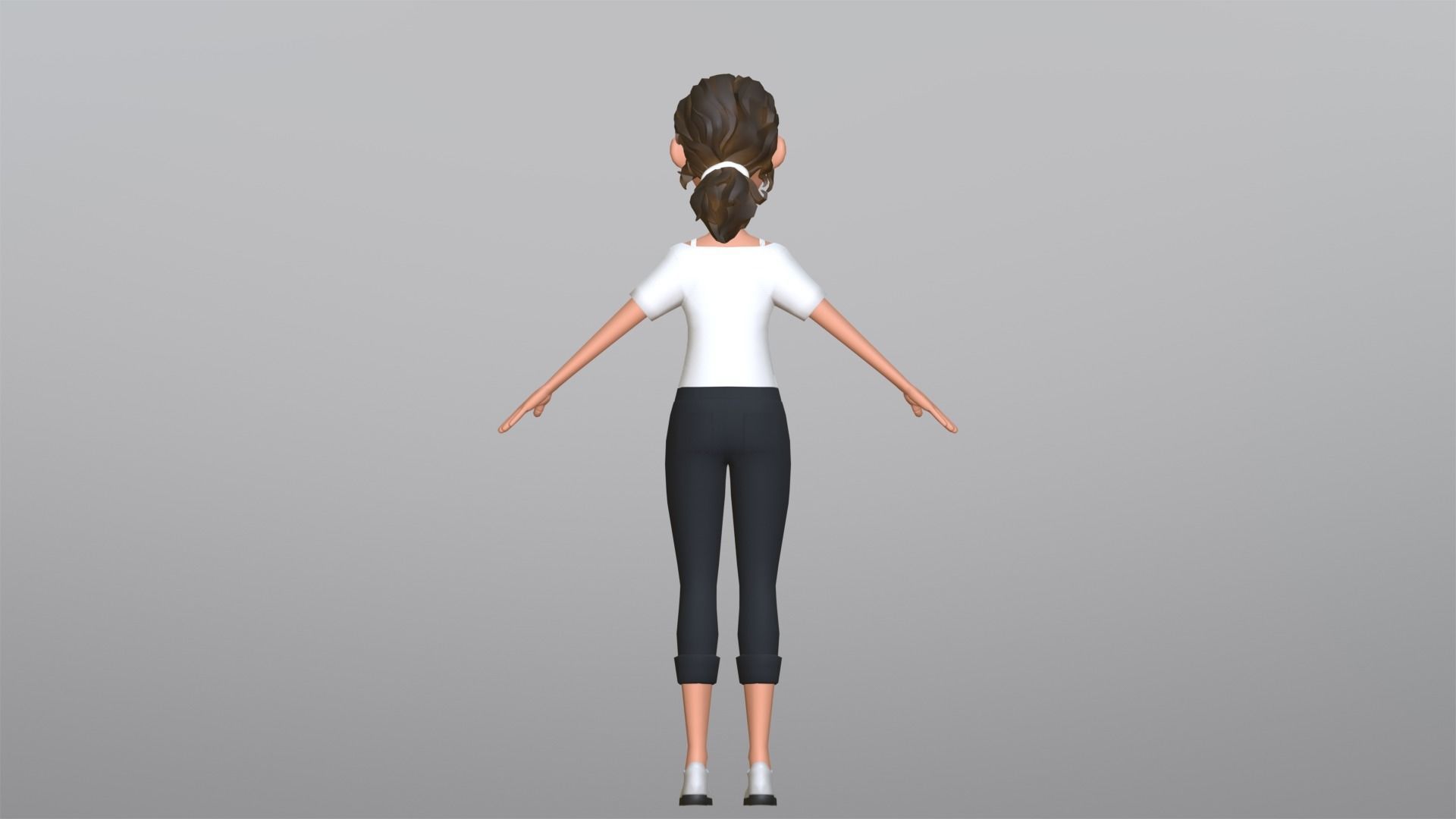 Tiana Cartoon Girl Character Low-poly 3D model_15