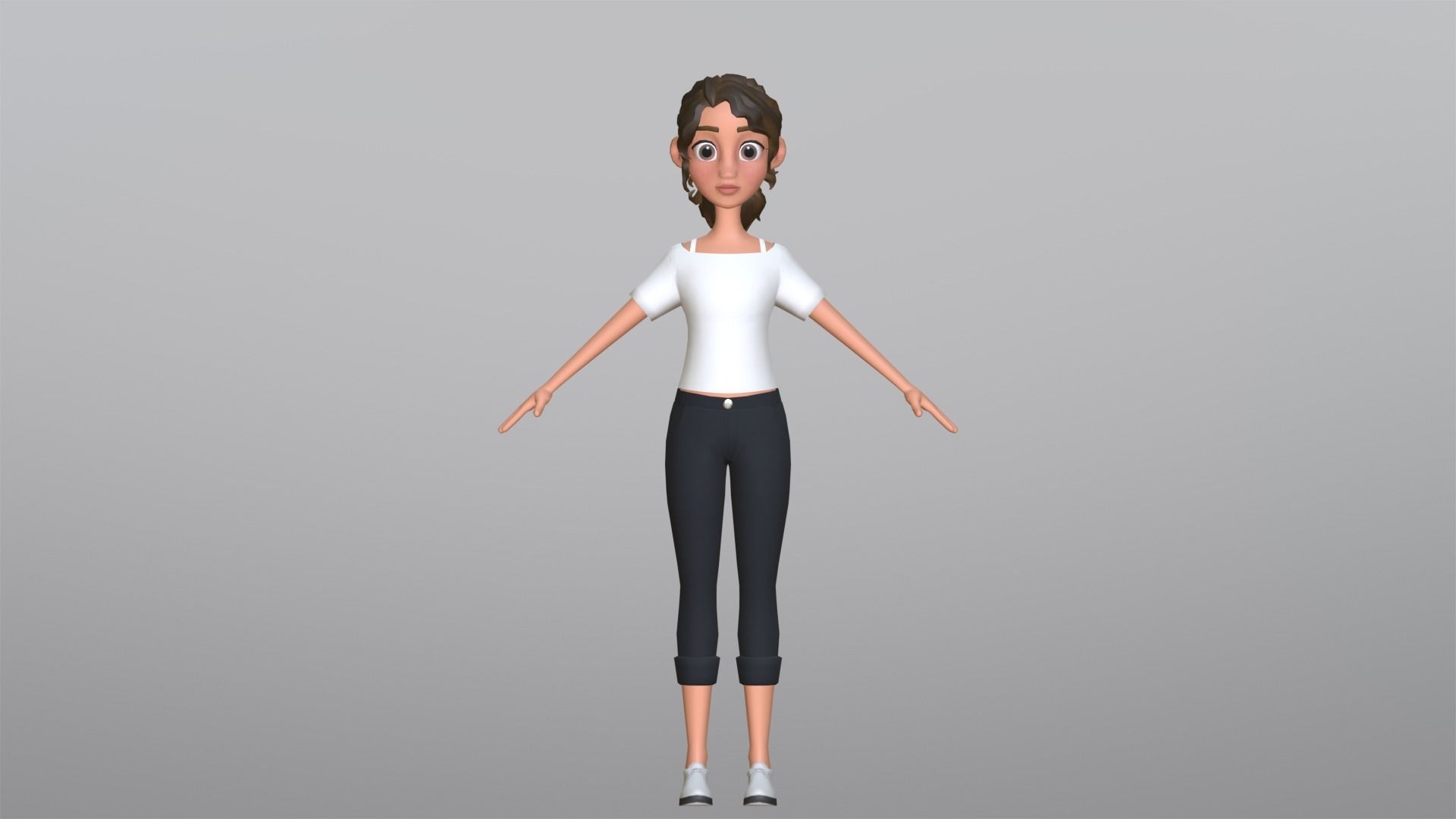 Tiana Cartoon Girl Character Low-poly 3D model_13