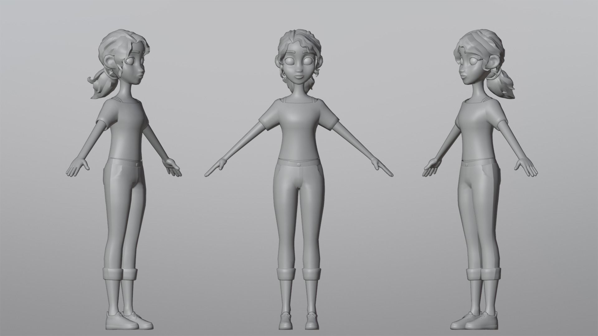 Tiana Cartoon Girl Character Low-poly 3D model_6