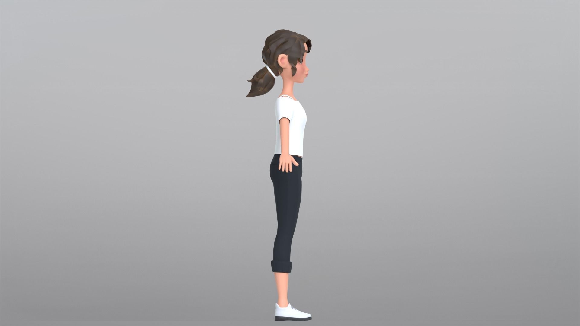 Tiana Cartoon Girl Character Low-poly 3D model_10