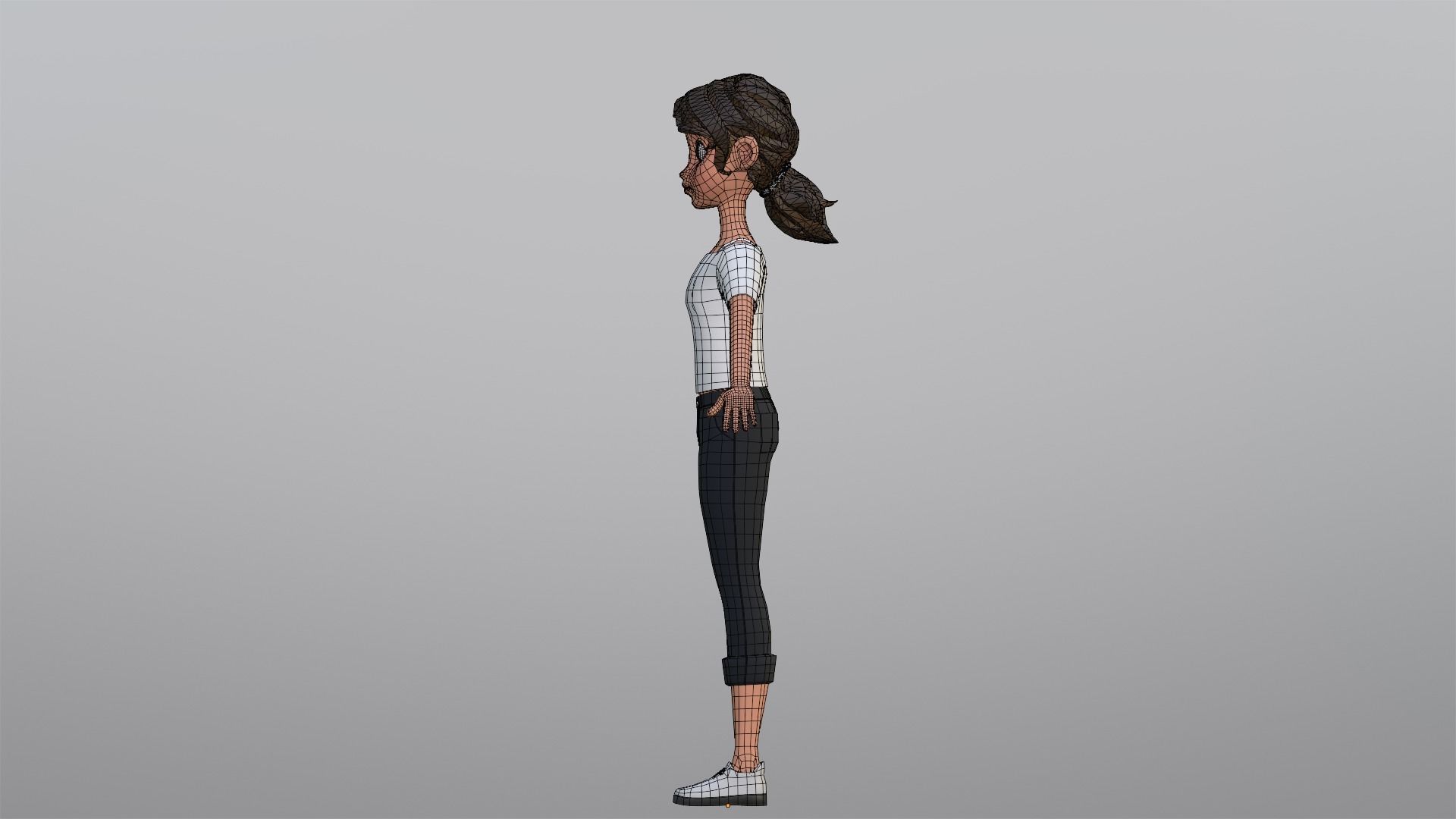 Tiana Cartoon Girl Character Low-poly 3D model_28