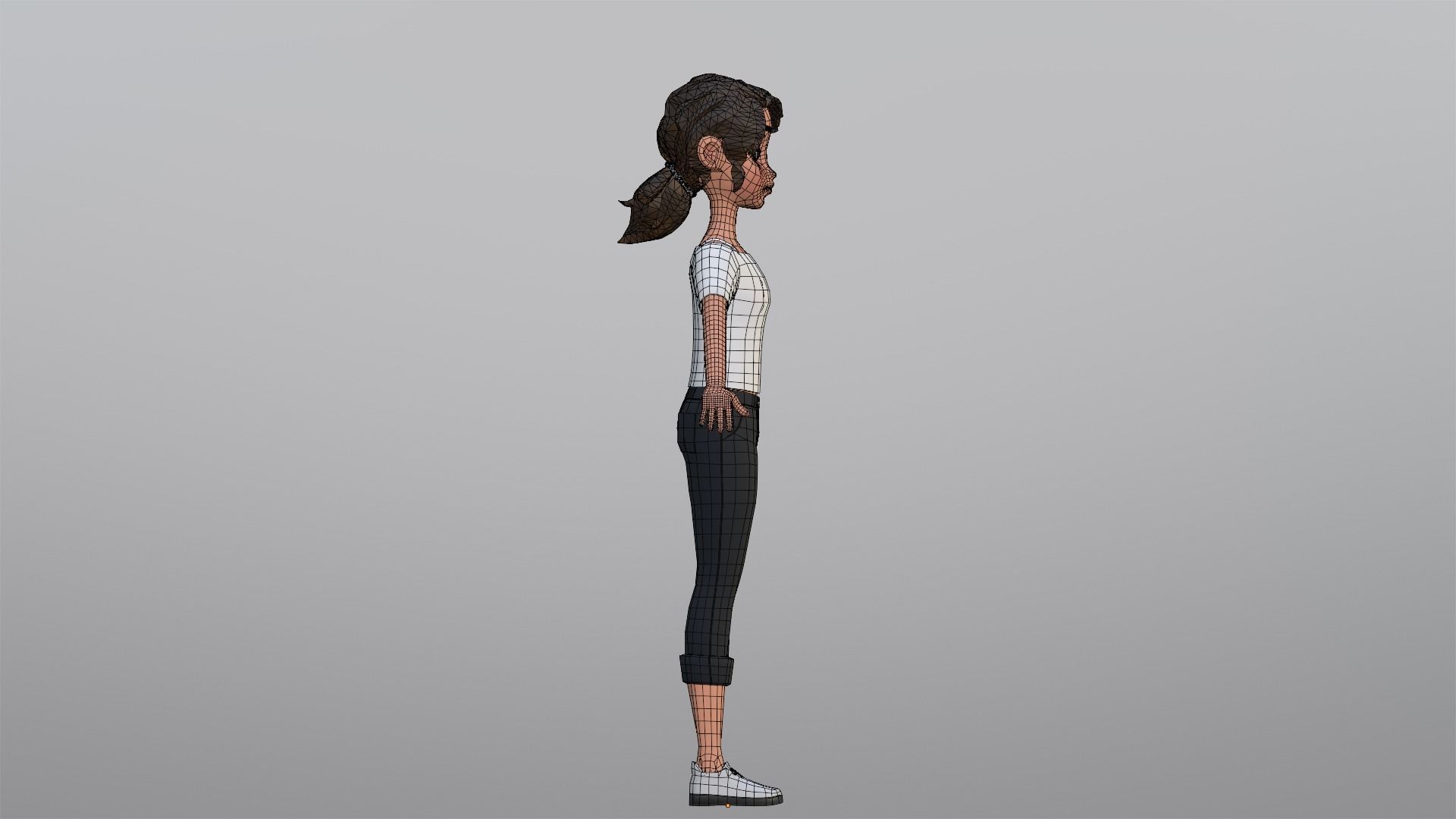 Tiana Cartoon Girl Character Low-poly 3D model_26