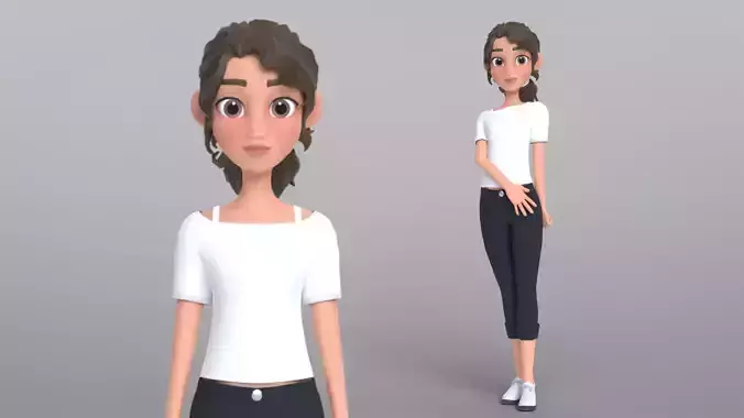 Tiana Cartoon Girl Character Low-poly 3D model