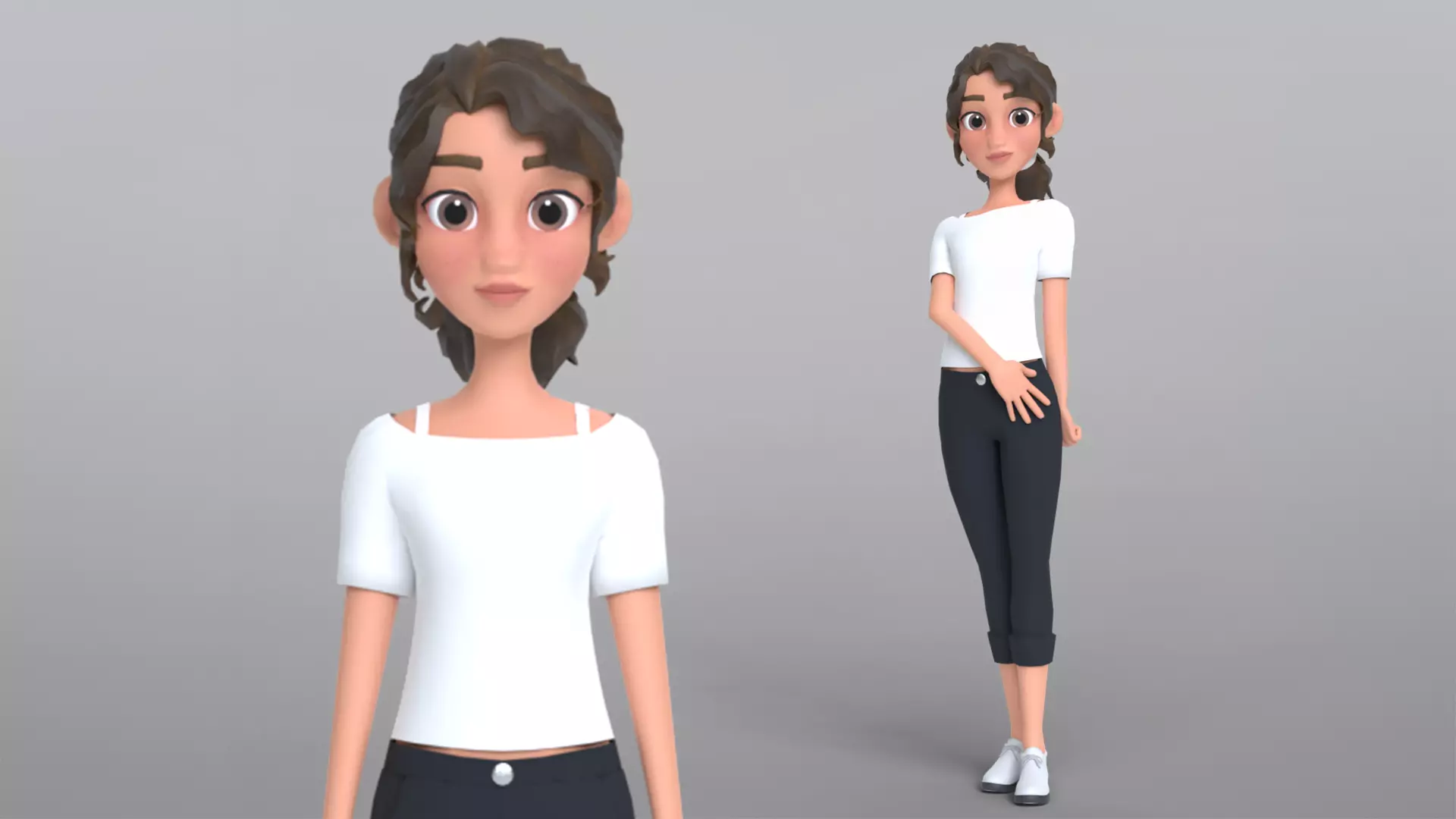 Tiana Cartoon Girl Character Low-poly 3D model_0