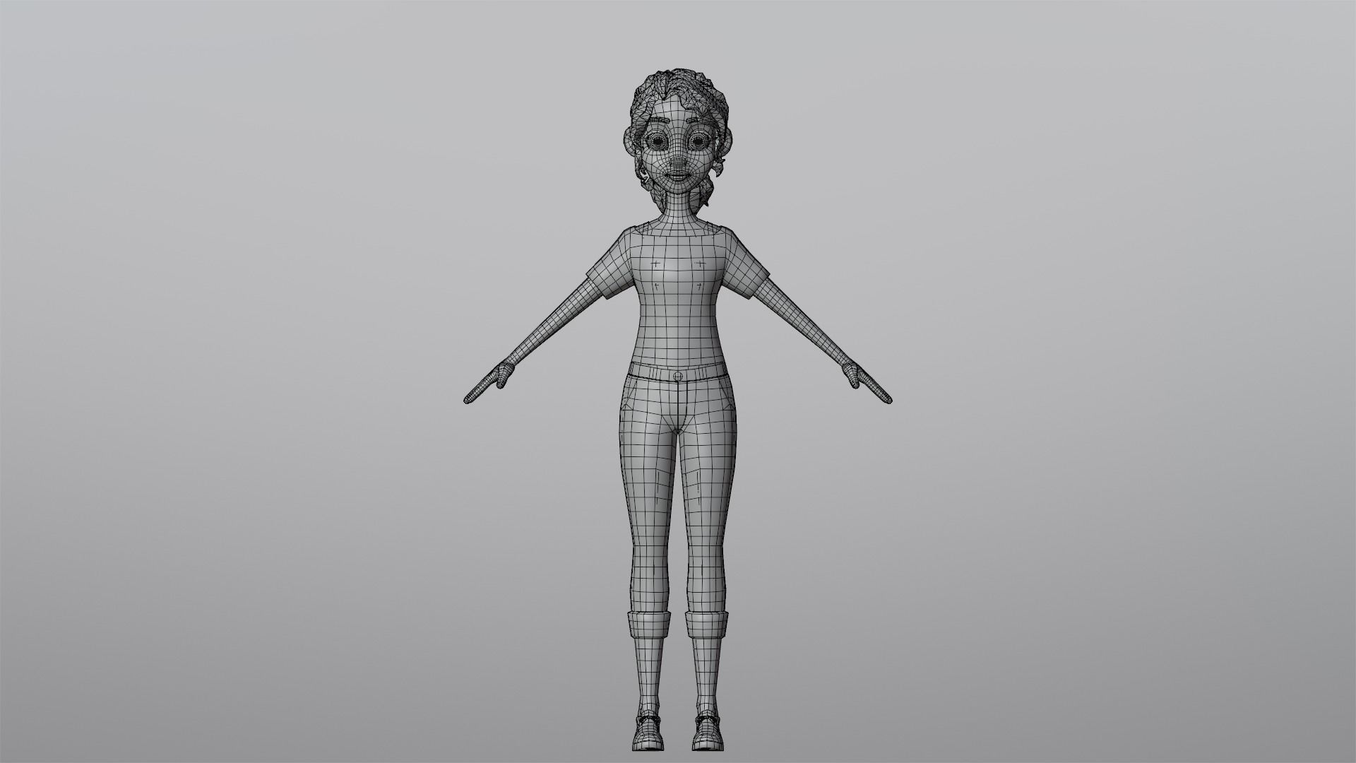 Tiana Cartoon Girl Character Low-poly 3D model_21