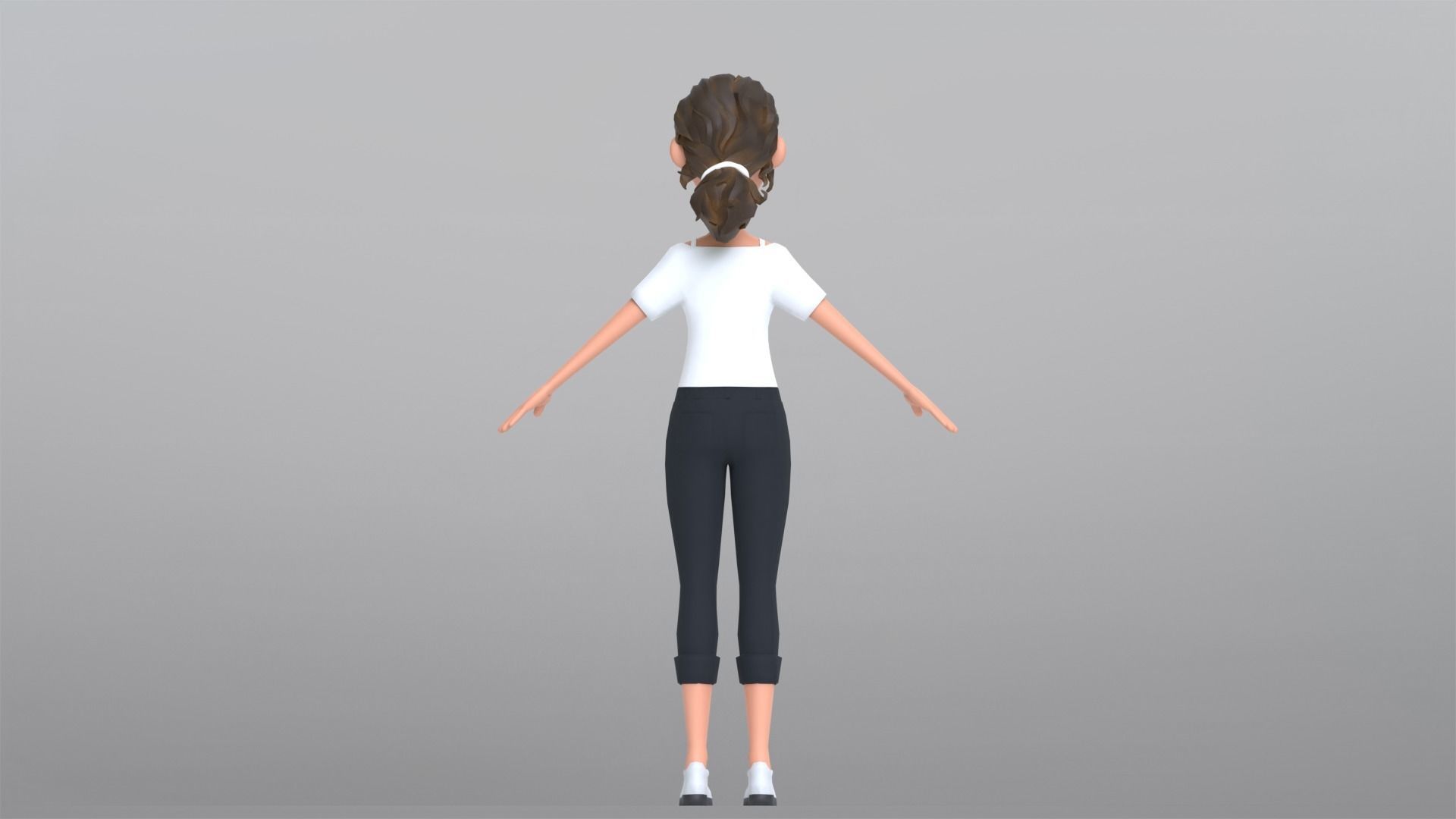 Tiana Cartoon Girl Character Low-poly 3D model_11