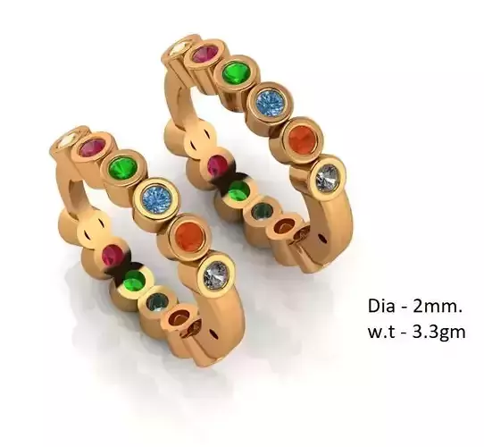 Navaratna Earrings 3D print model