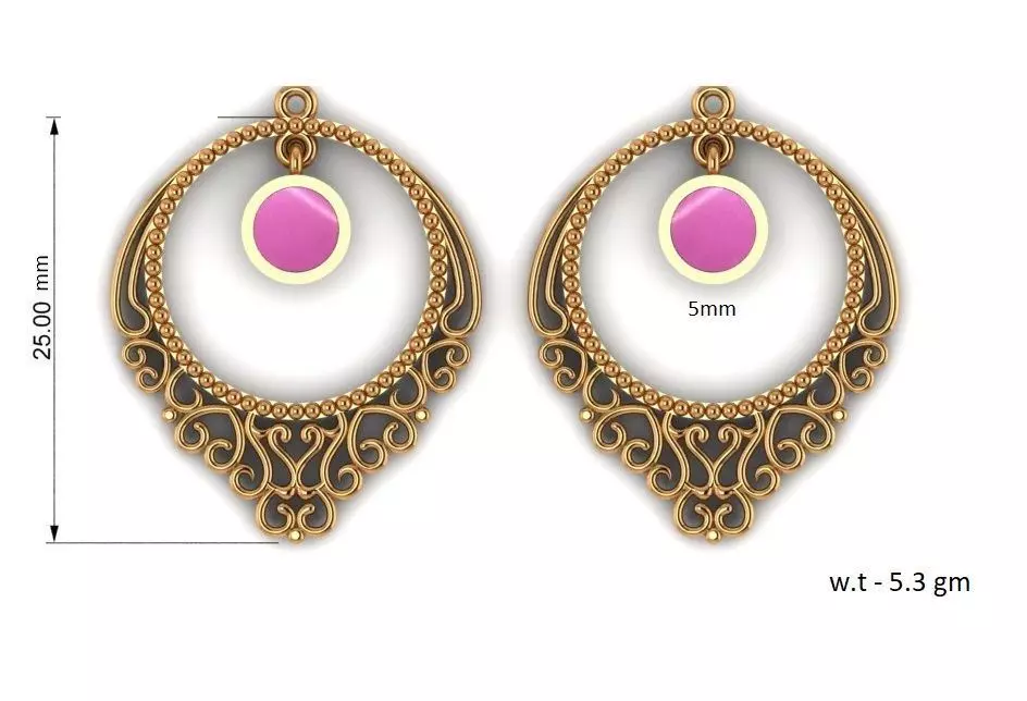 Kundan Earrings 3D print model