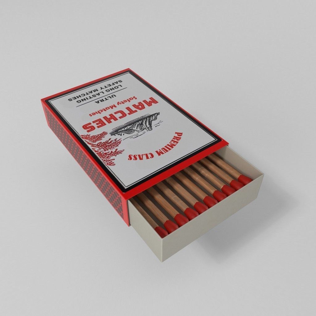 Lighting fluids and matches Matches Small Box Low-poly 3D model_3