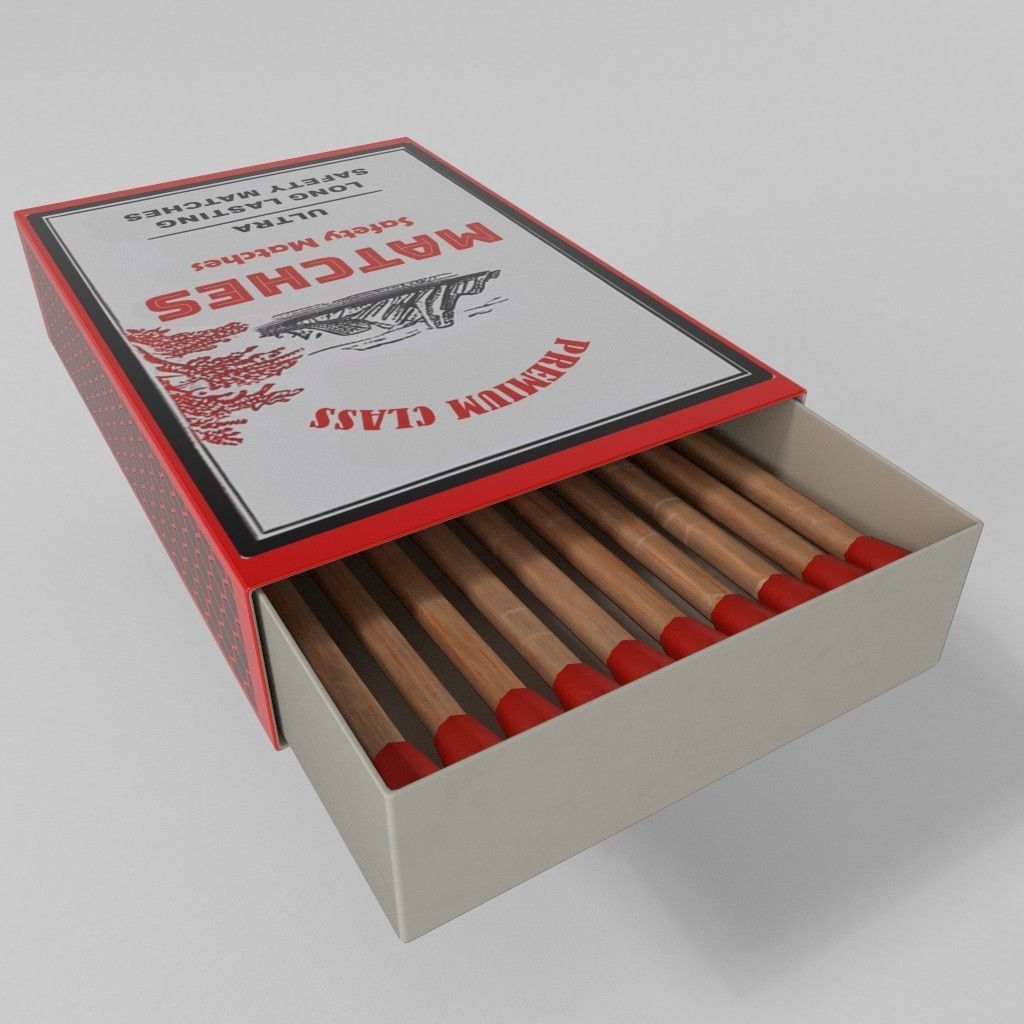 Lighting fluids and matches Matches Small Box Low-poly 3D model_4