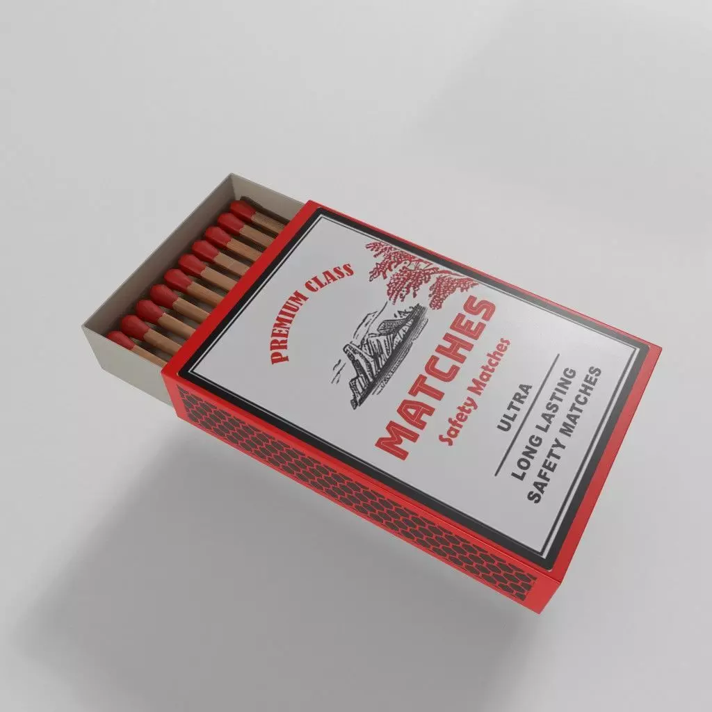 Lighting fluids and matches Matches Small Box Low-poly 3D model_0