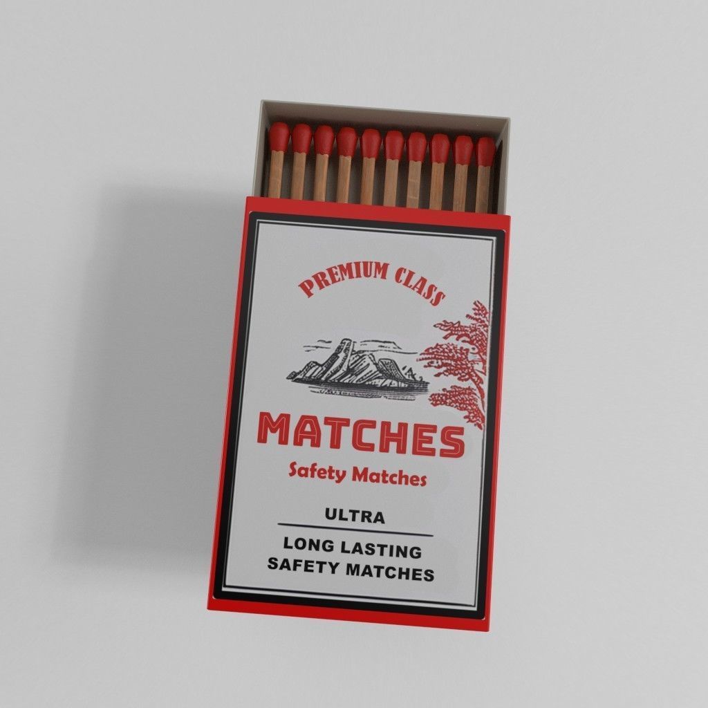 Lighting fluids and matches Matches Small Box Low-poly 3D model_1
