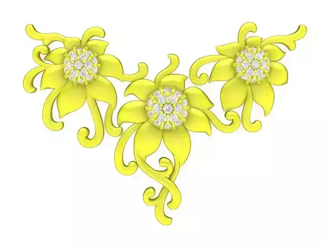 A6810 Luxury Diamond Flower Pendant Necklace