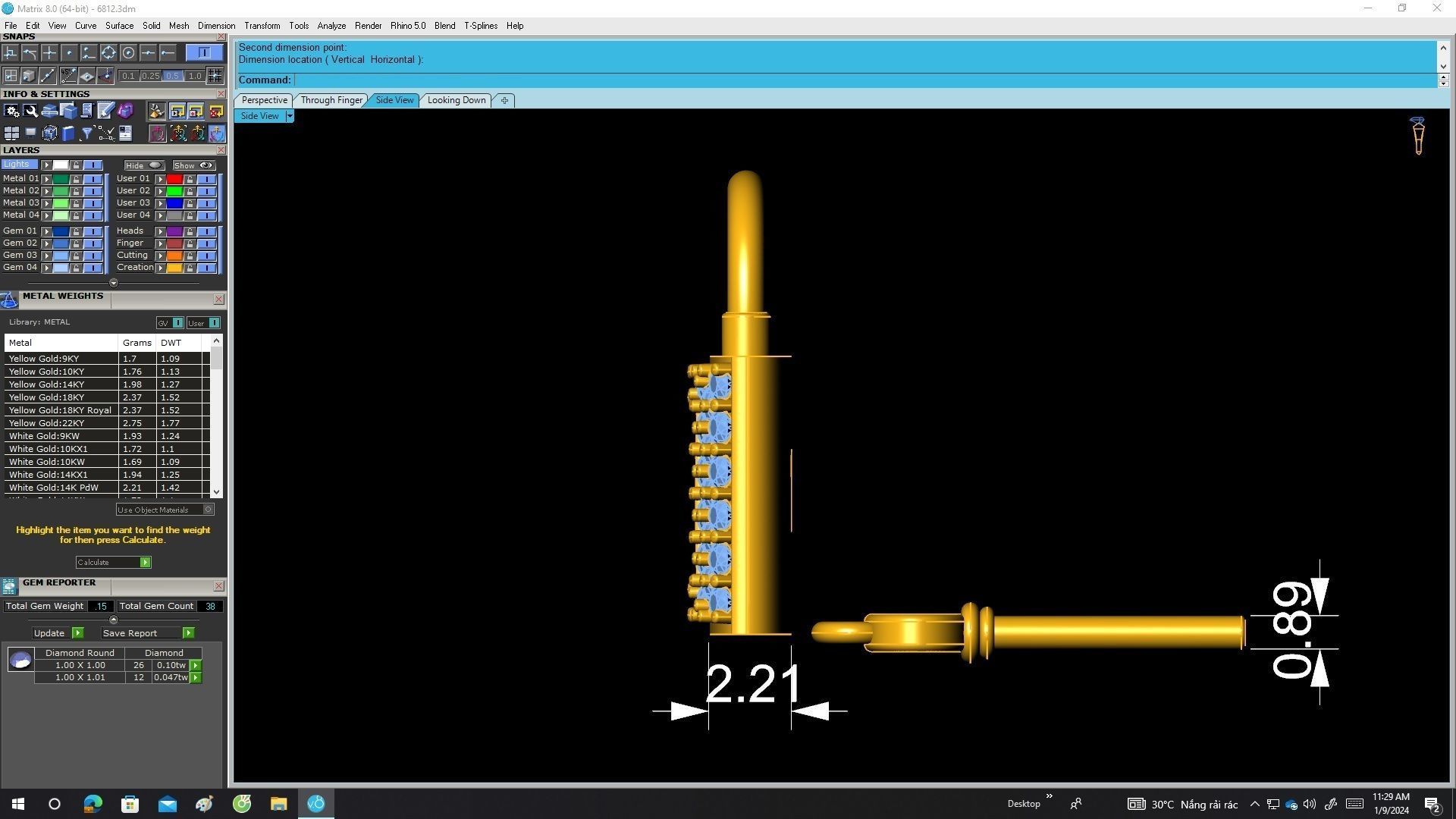 A6812 Diamond Key And Lock Pendant 3D print model_7