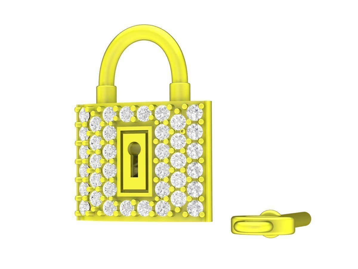 A6812 Diamond Key And Lock Pendant 3D print model_1