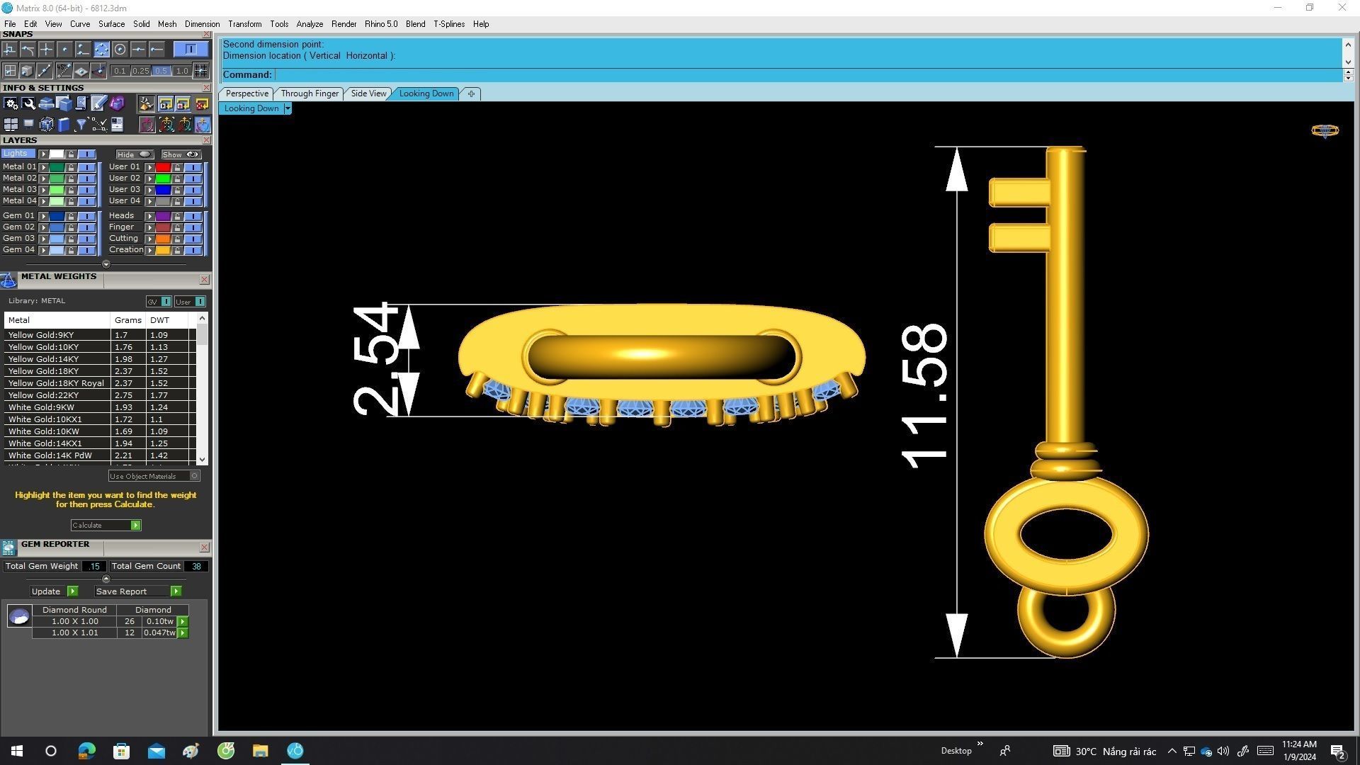 A6812 Diamond Key And Lock Pendant 3D print model_5